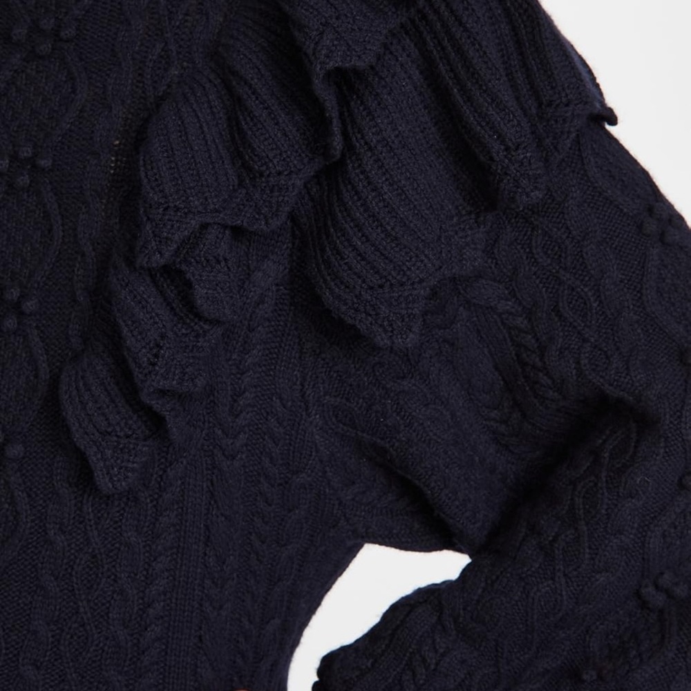 Autumn Cashmere Victorian Cable Knit Ruffled Sweatee - Picture 15 of 16